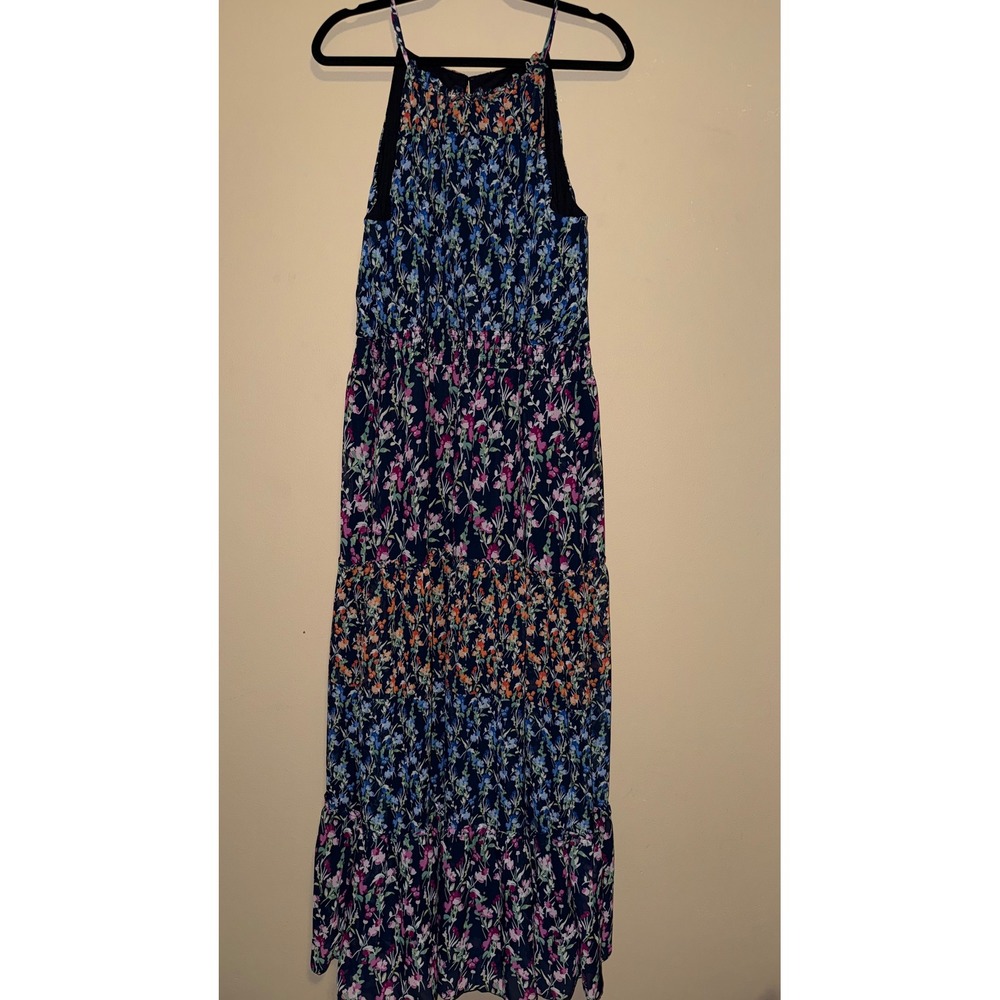 Maison‎ Tara Women Floral Tiered Chiffon Halter Maxi Dress 18W Romantic Garden